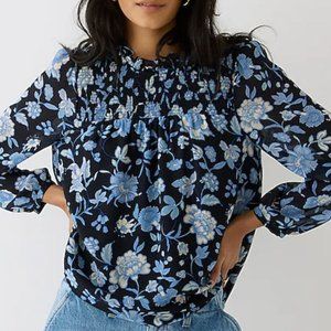 NWT! Ruffleneck Chiffon Blue Floral -= XXS